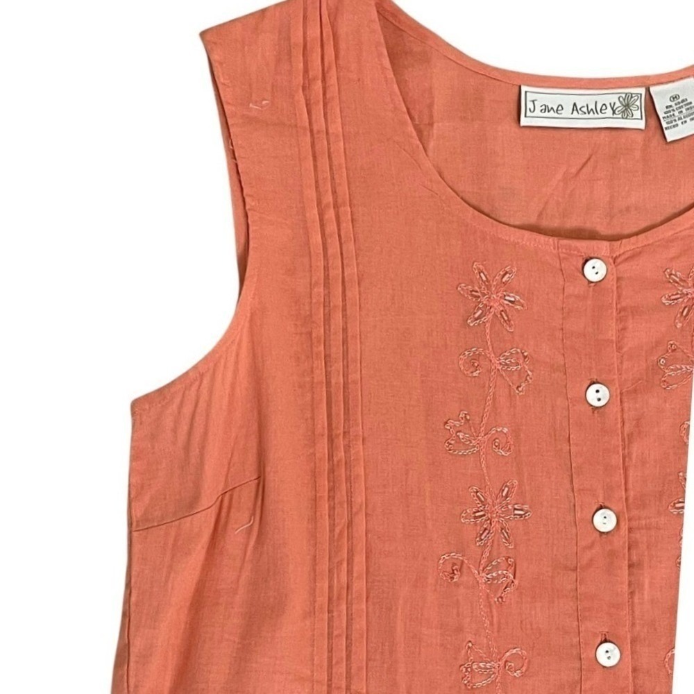 Jane Ashley Maxi Dress Womens M Orange Excellent Tiered Embroidered Boho Cotton - Picture 7 of 15